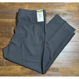 NWT Haggar Stretch Stria Dress Pants Mens 36x29 Black Classic Fit High Rise Zip